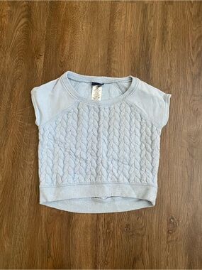 Basic Editions Light Blue Quilted Short Sleeve Cropped Pullover Girls Size 6